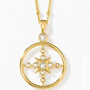 Touchstone Crystal by Swarovski GOLD COMPASS reversible necklace BNIB gorgeous!